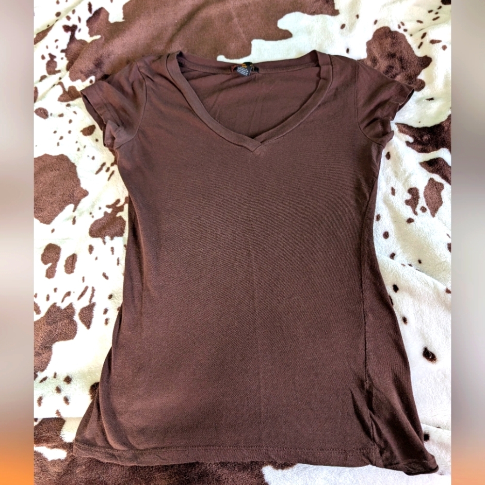Forever 21 Brown V-Neck Women's Top